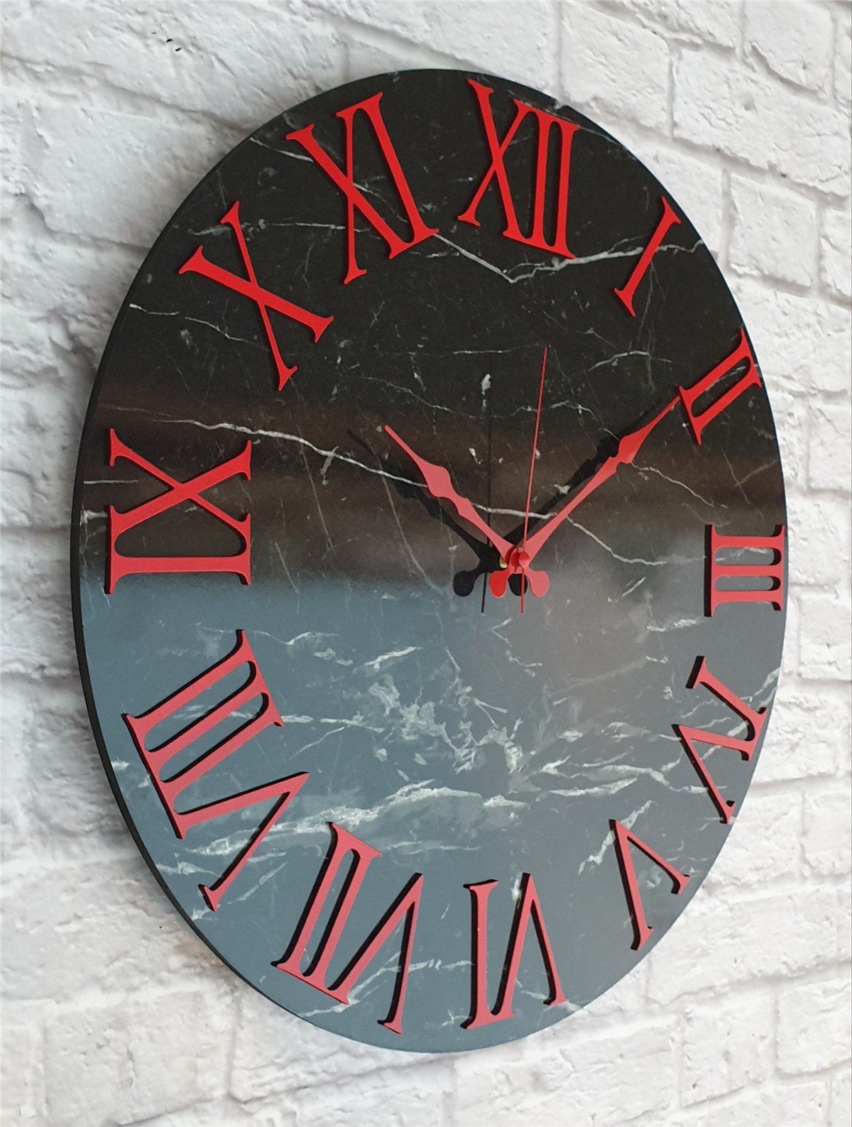 Markakanvas Mermer Desenli  Duvar Saati   ( Çap 50 cm - 80 cm )