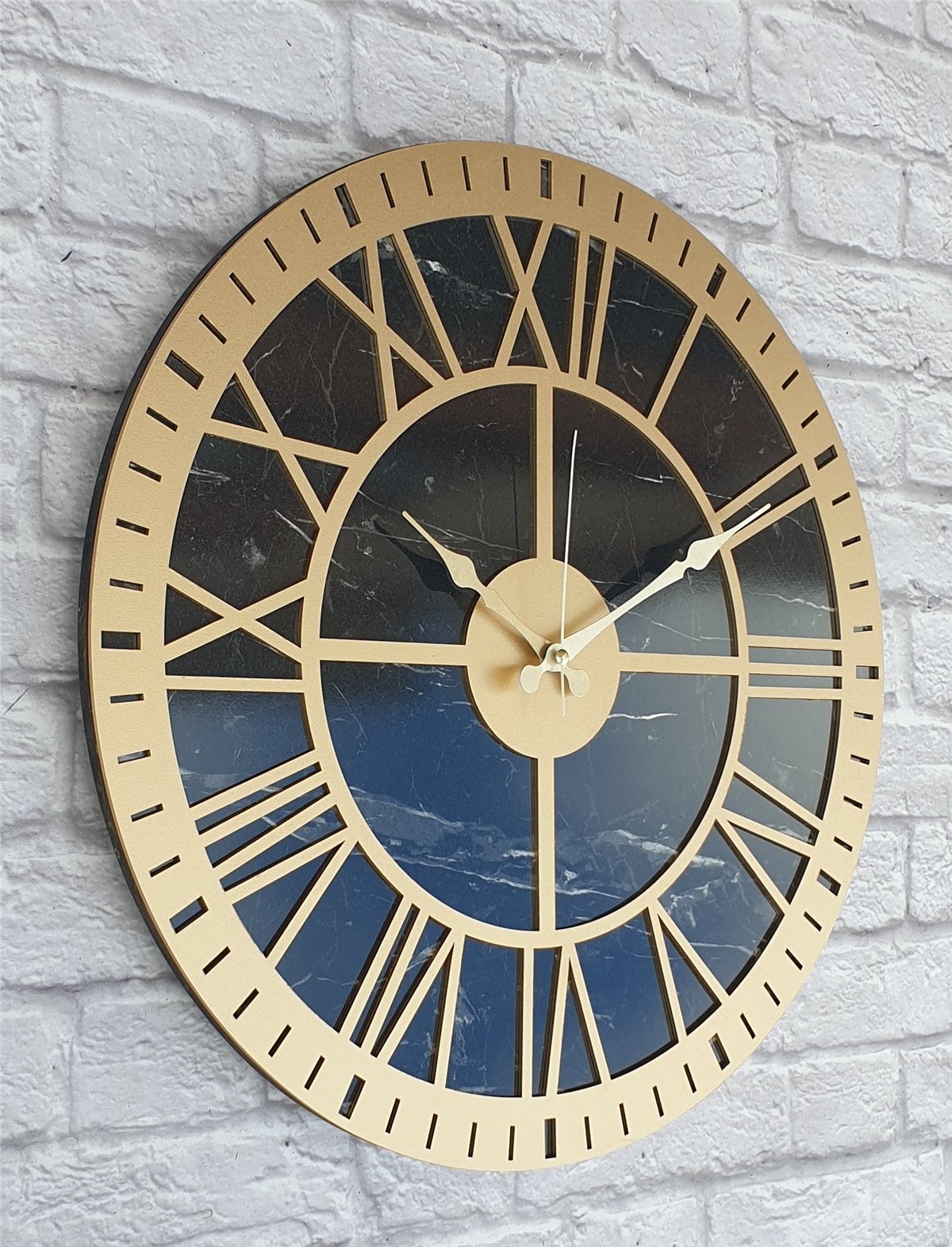 Markakanvas Mermer Desenli  Duvar Saati  Çap 50 cm-Çap 80 cm