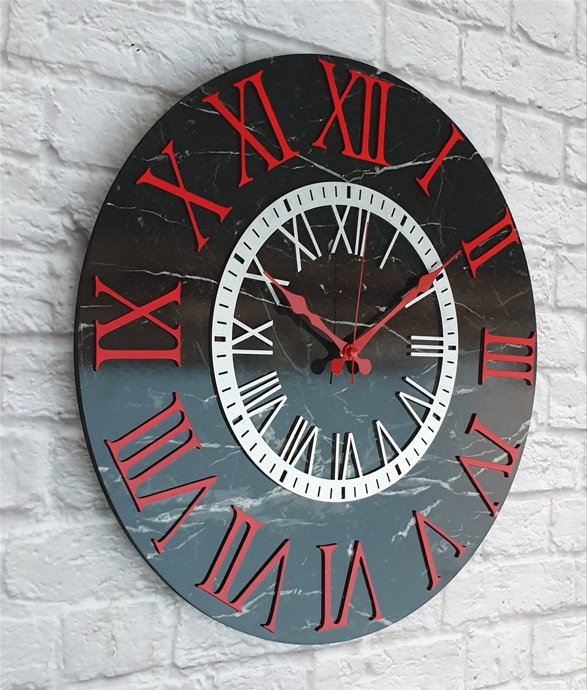 Markakanvas Mermer Desenli  Duvar Saati   ( Çap 50 cm - 80 cm )
