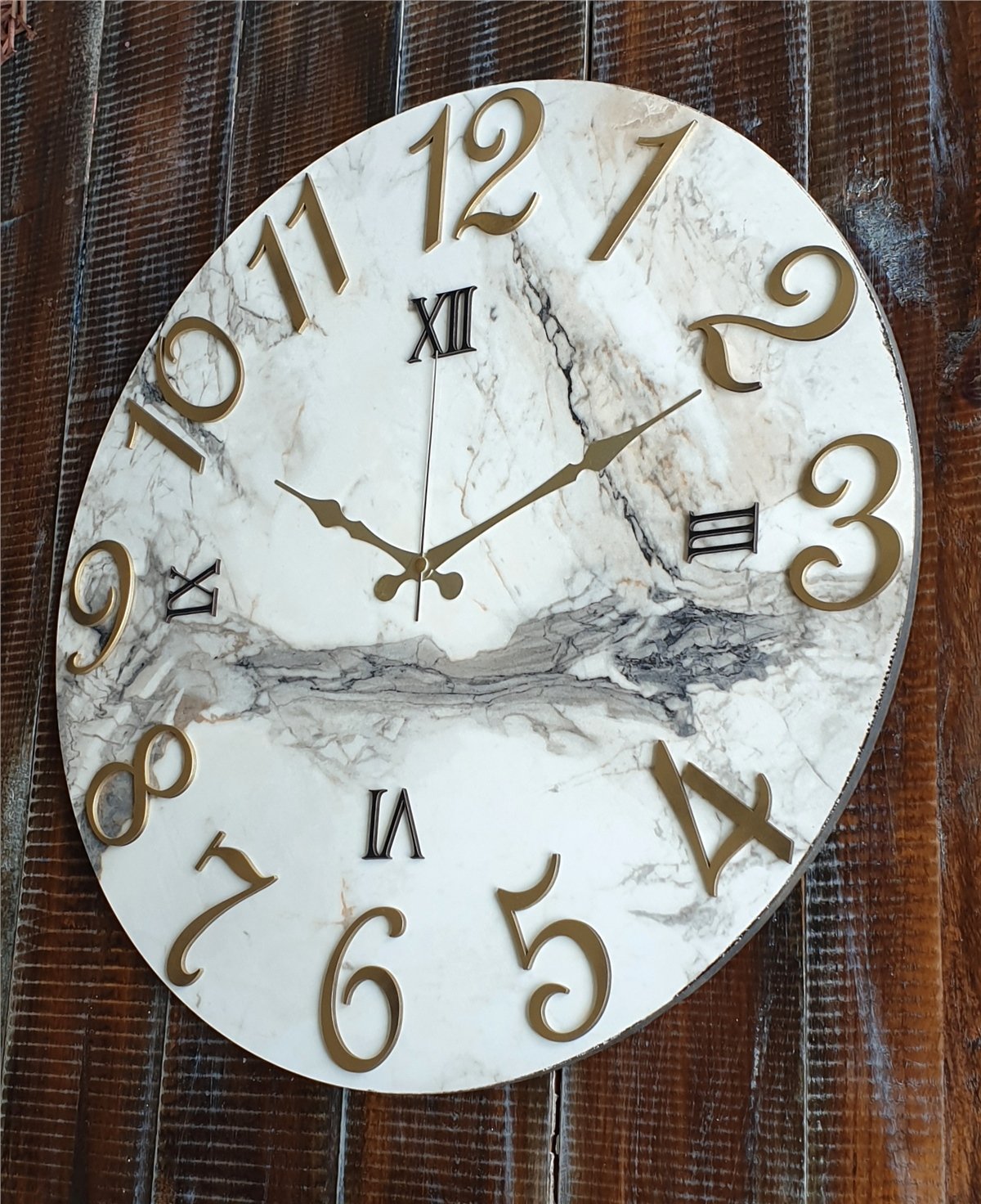 Markakanvas Mermer Desenli  Duvar Saati   ( Çap 50 cm - 80 cm )
