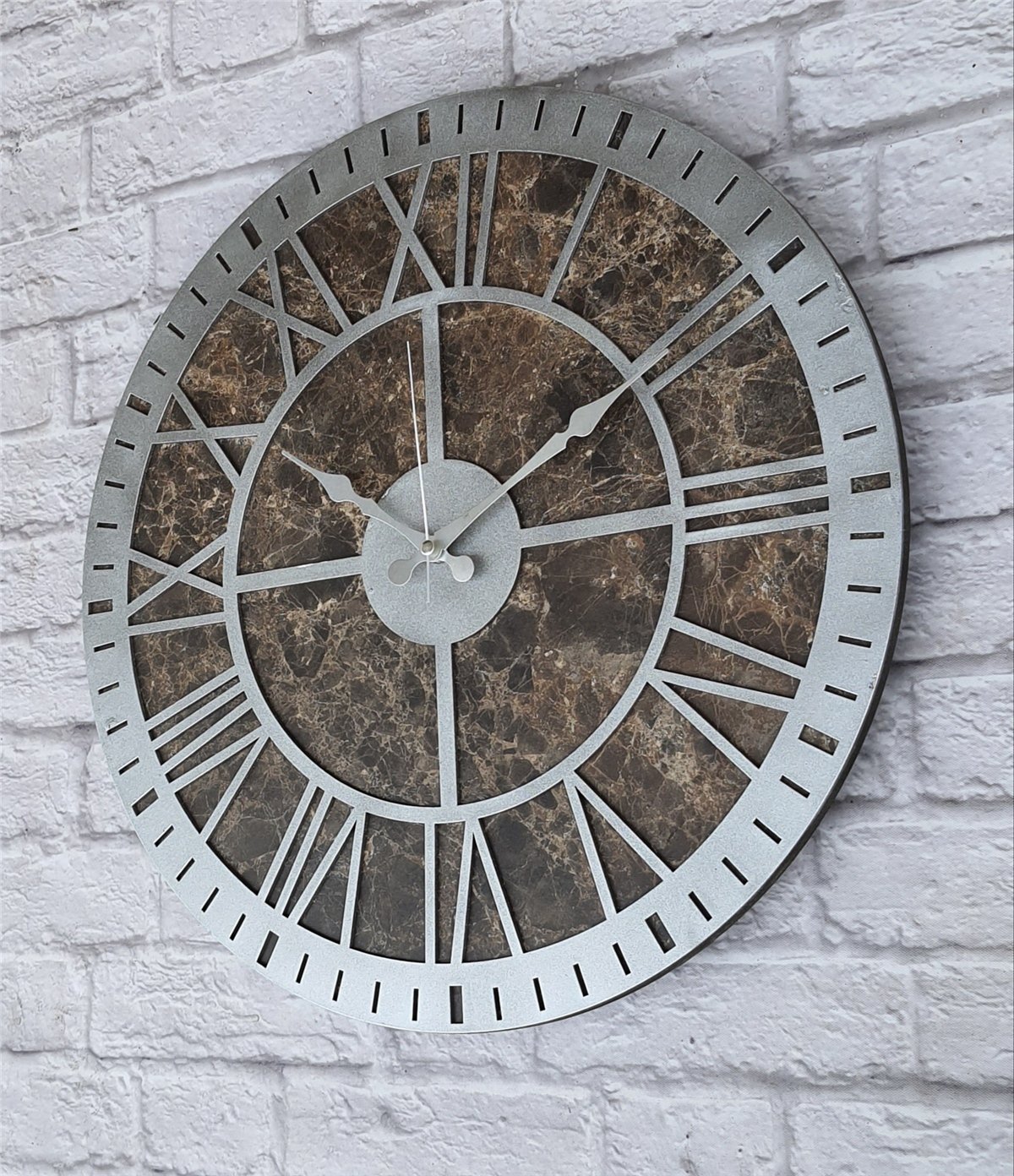 Markakanvas Mermer Desenli  Duvar Saati  Çap 50 cm-Çap 80 cm