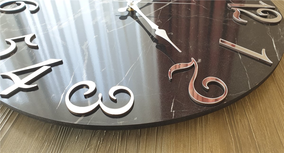 Markakanvas Mermer Desenli  Duvar Saati   ( Çap 50 cm - 80 cm )