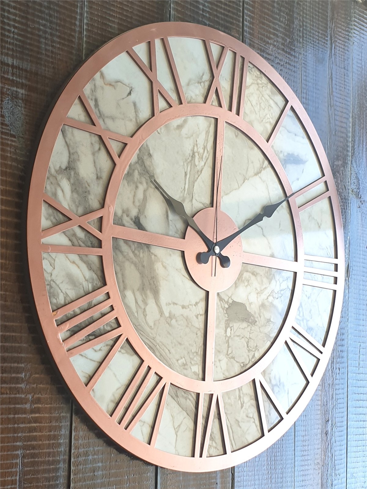 Markakanvas Mermer Desenli  Duvar Saati  Çap 50-80 cm