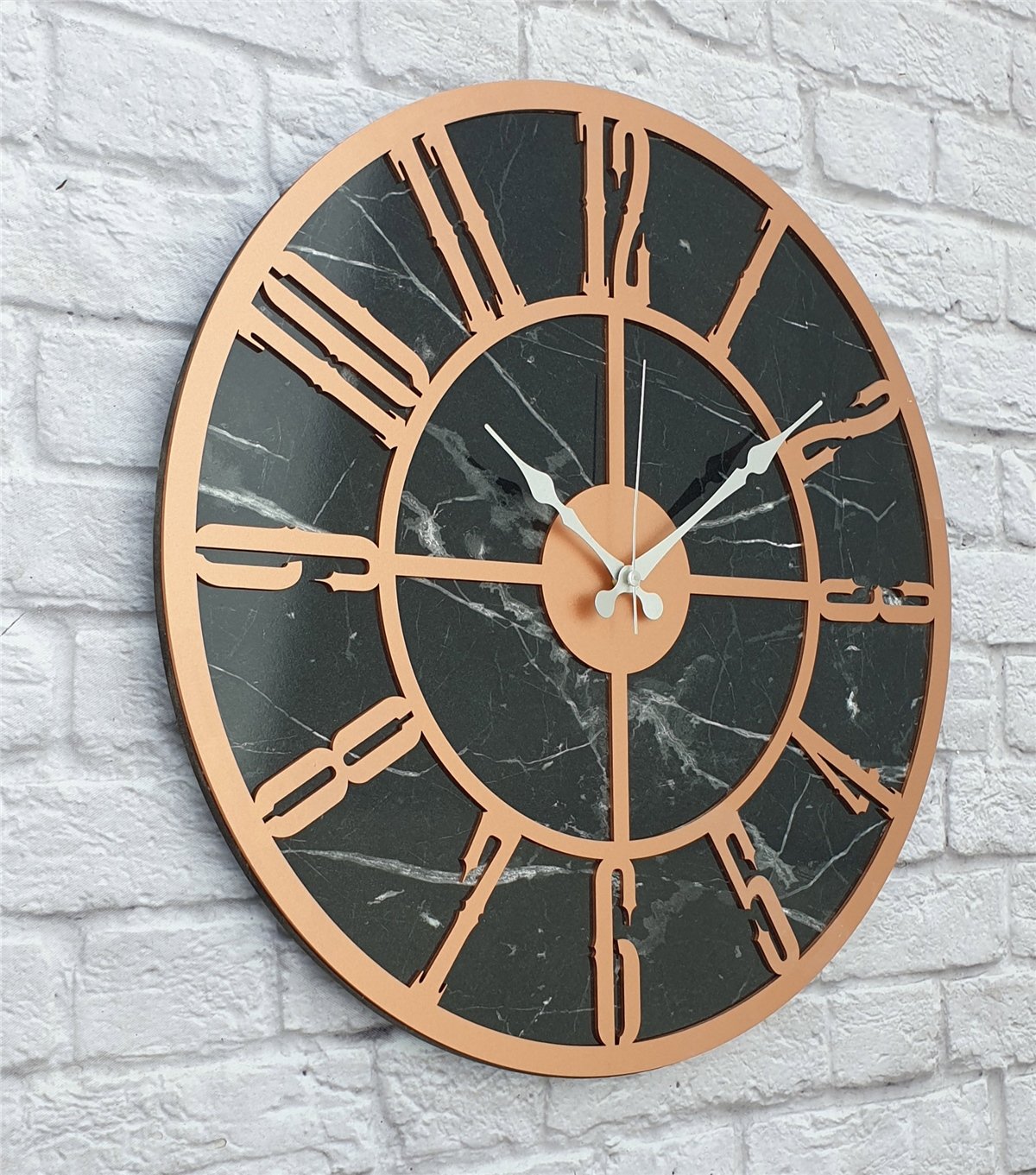 Markakanvas Mermer Desenli  Duvar Saati  Çap 50 cm-Çap 80 cm