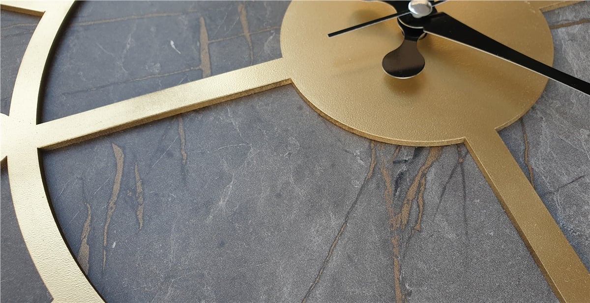 Markakanvas Mermer Desenli  Duvar Saati  Çap 50 cm-Çap 80 cm