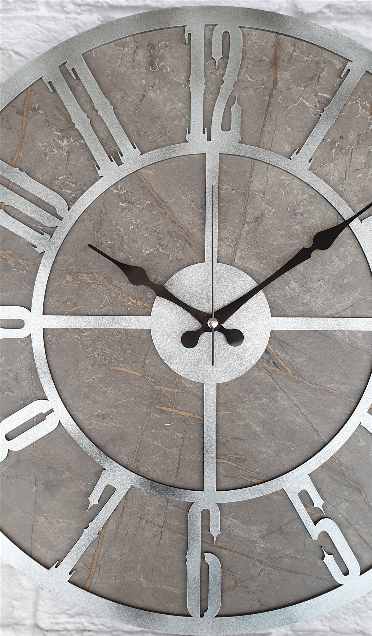 Markakanvas Mermer Desenli  Duvar Saati  Çap 50 cm-Çap 80 cm