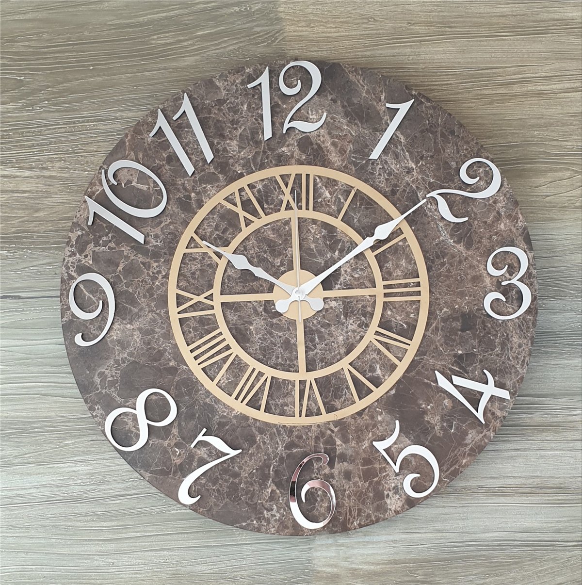 Markakanvas Mermer Desenli  Duvar Saati   ( Çap 50 cm - 80 cm )