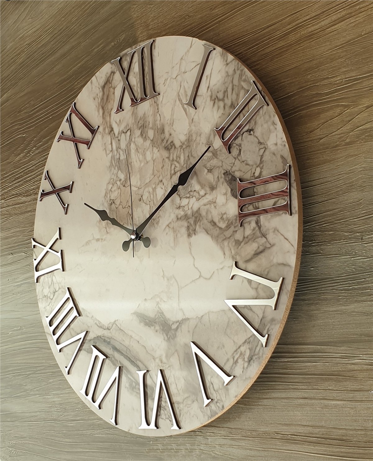 Markakanvas Mermer Desenli  Duvar Saati   ( Çap 50 cm - 80 cm )