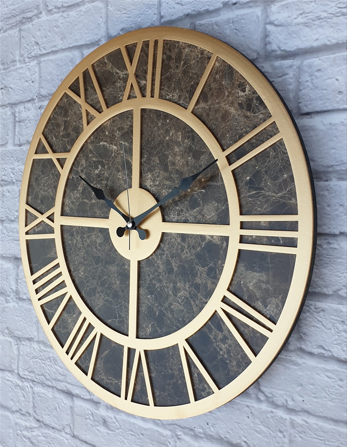 Markakanvas Mermer Desenli  Duvar Saati  Çap 50-80 cm