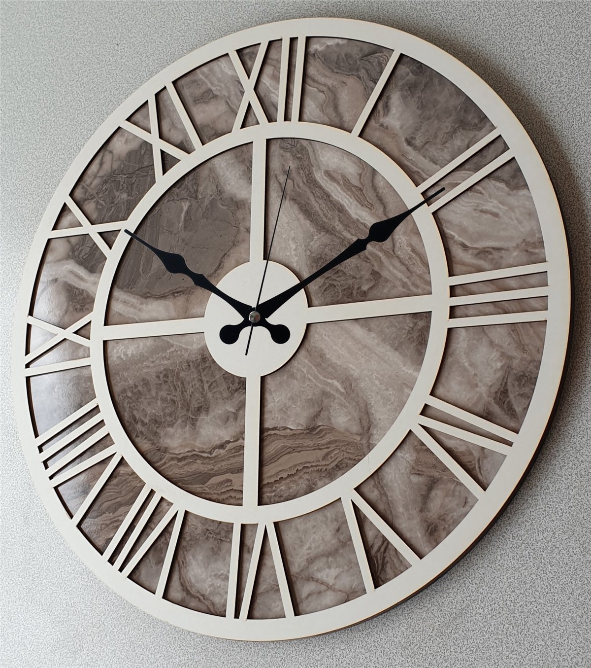 Markakanvas Mermer Desenli  Duvar Saati  Çap 50-80 cm