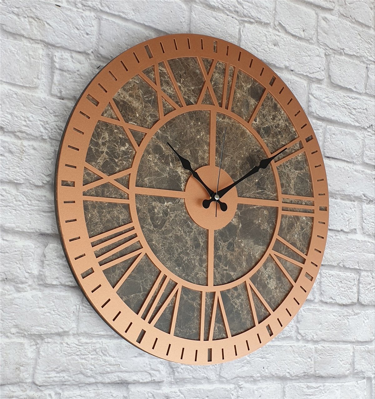 Markakanvas Mermer Desenli  Duvar Saati  Çap 50 cm-Çap 80 cm
