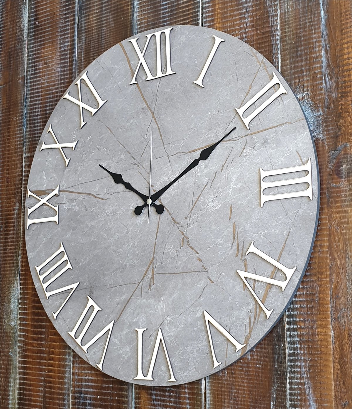 Markakanvas Mermer Desenli  Duvar Saati   ( Çap 50 cm - 80 cm )