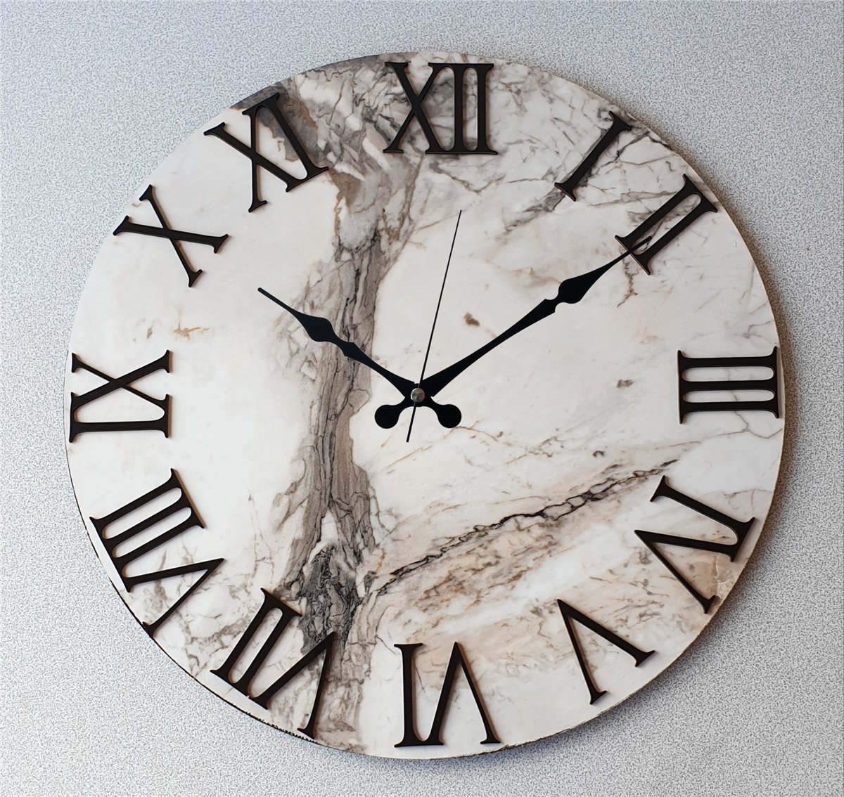 Markakanvas Mermer Desenli  Duvar Saati   ( Çap 50 cm - 80 cm )