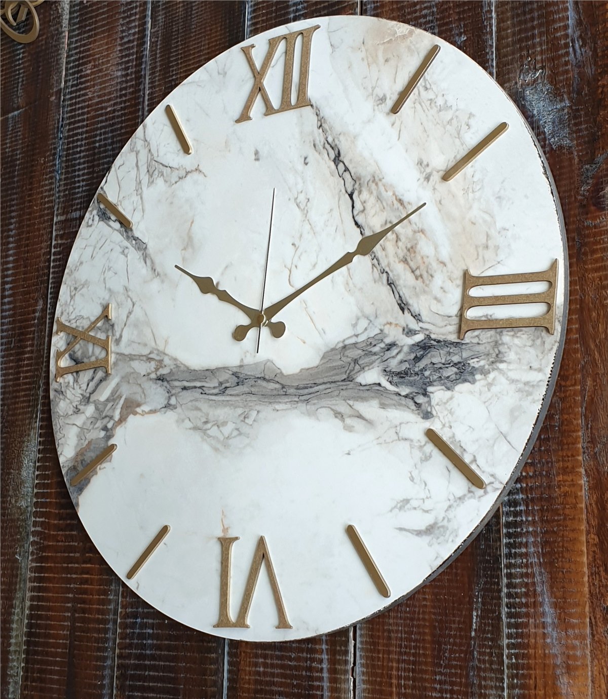 Markakanvas Mermer Desenli  Duvar Saati   ( Çap 50 cm - 80 cm )