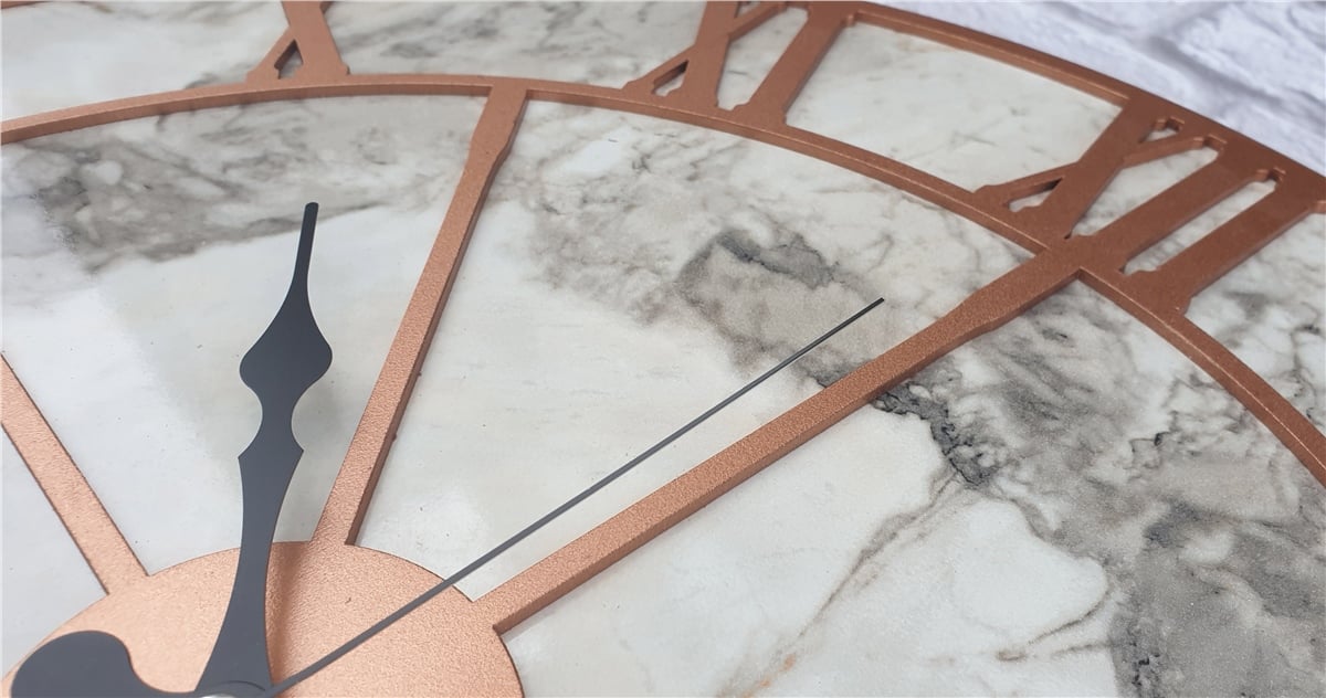 Markakanvas Mermer Desenli  Duvar Saati  Çap 50 cm-Çap 80 cm