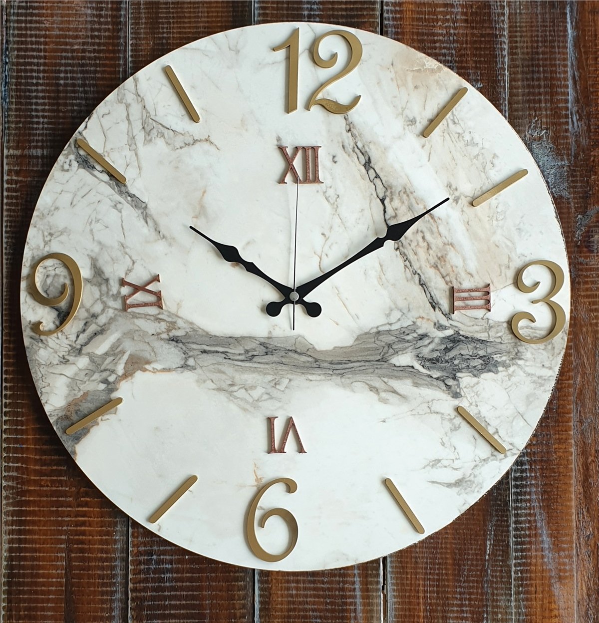 Markakanvas Mermer Desenli  Duvar Saati   ( Çap 50 cm - 80 cm )