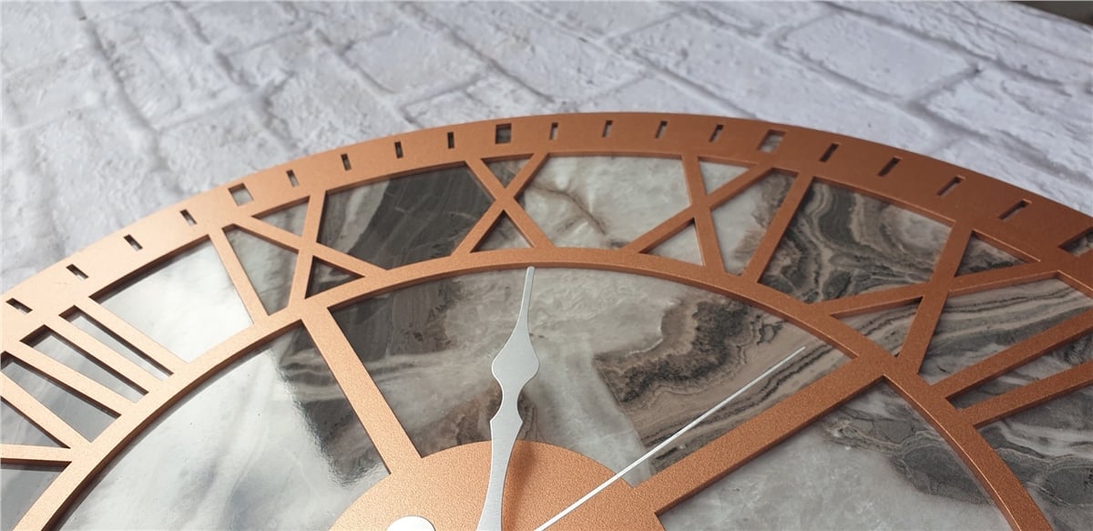 Markakanvas Mermer Desenli  Duvar Saati  Çap 50 cm-Çap 80 cm