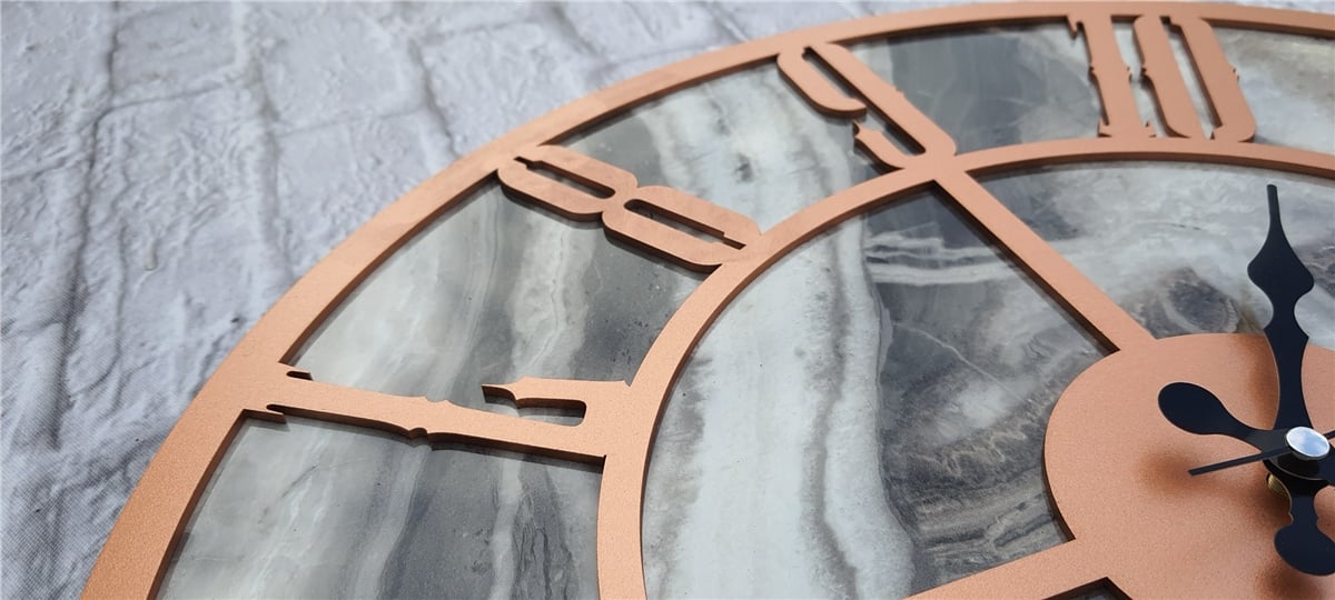 Markakanvas Mermer Desenli  Duvar Saati  Çap 50 cm-Çap 80 cm
