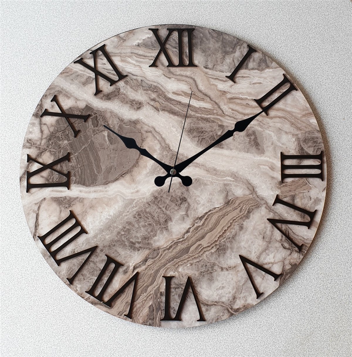 Markakanvas Mermer Desenli  Duvar Saati   ( Çap 50 cm - 80 cm )