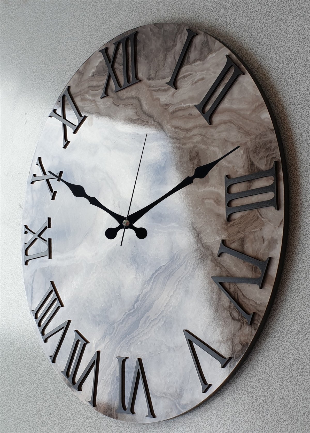 Markakanvas Mermer Desenli  Duvar Saati   ( Çap 50 cm - 80 cm )