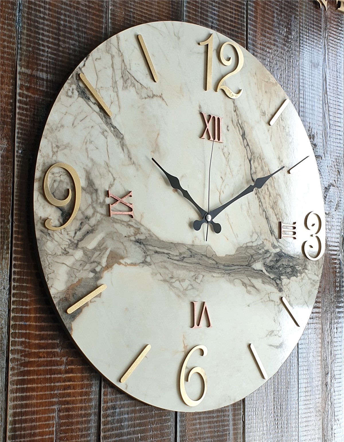 Markakanvas Mermer Desenli  Duvar Saati   ( Çap 50 cm - 80 cm )