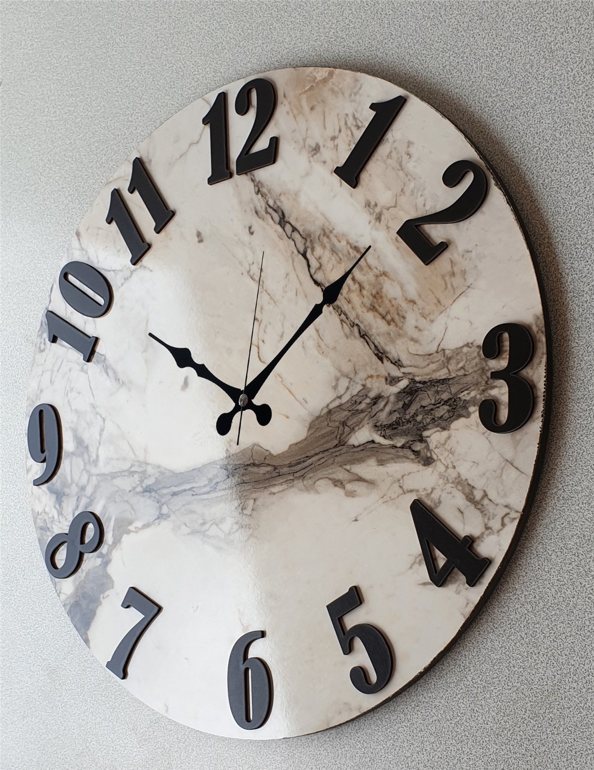 Markakanvas Mermer Desenli  Duvar Saati   ( Çap 50 cm - 80 cm )