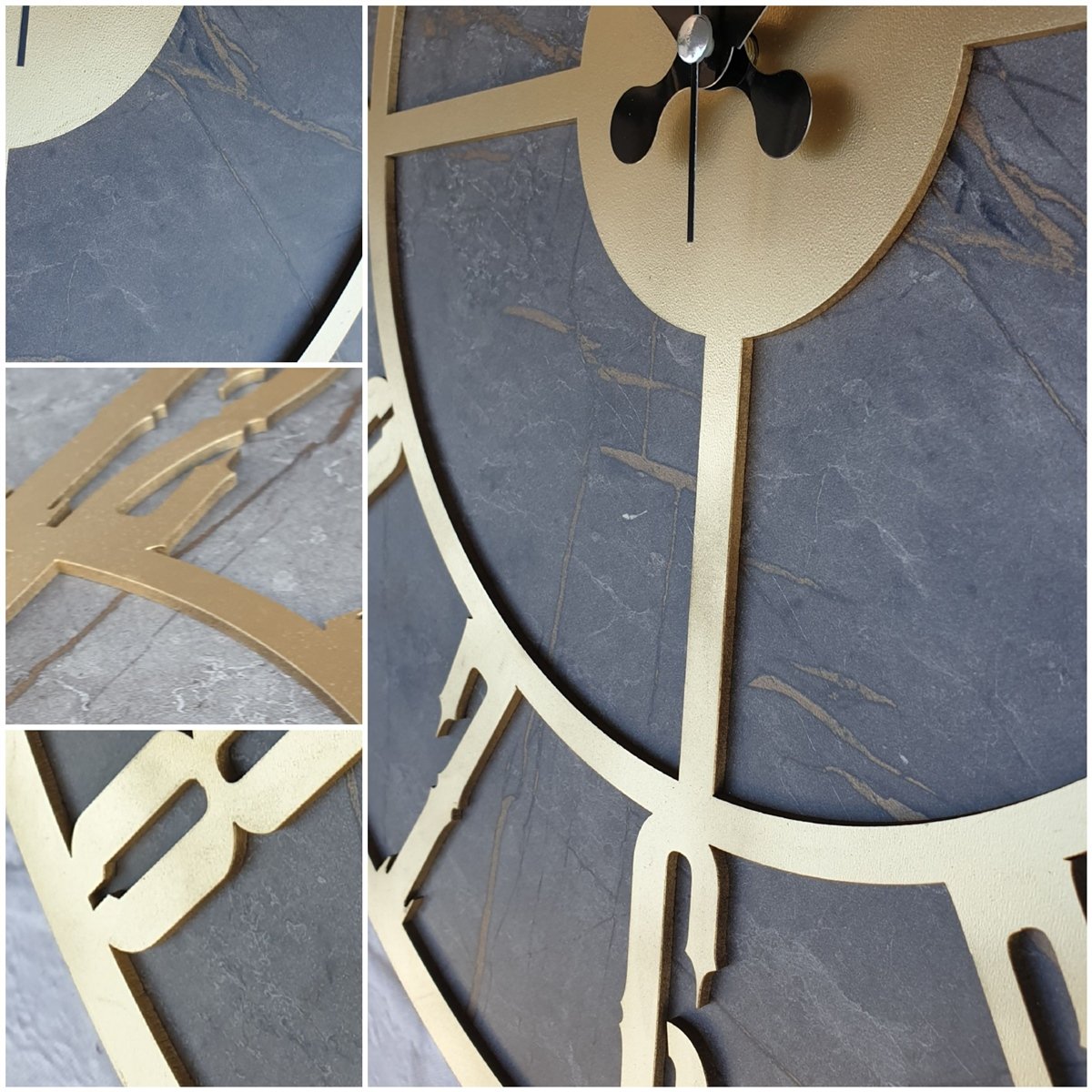 Markakanvas Mermer Desenli  Duvar Saati  Çap 50 cm-Çap 80 cm