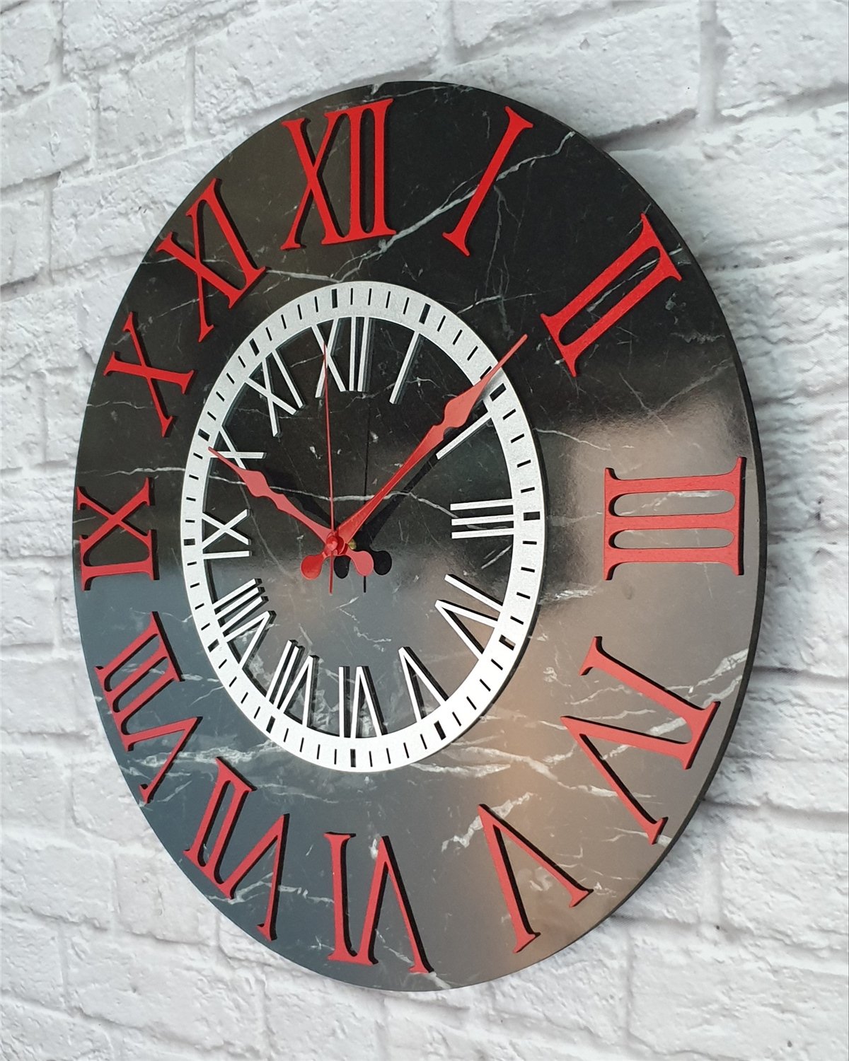 Markakanvas Mermer Desenli  Duvar Saati   ( Çap 50 cm - 80 cm )