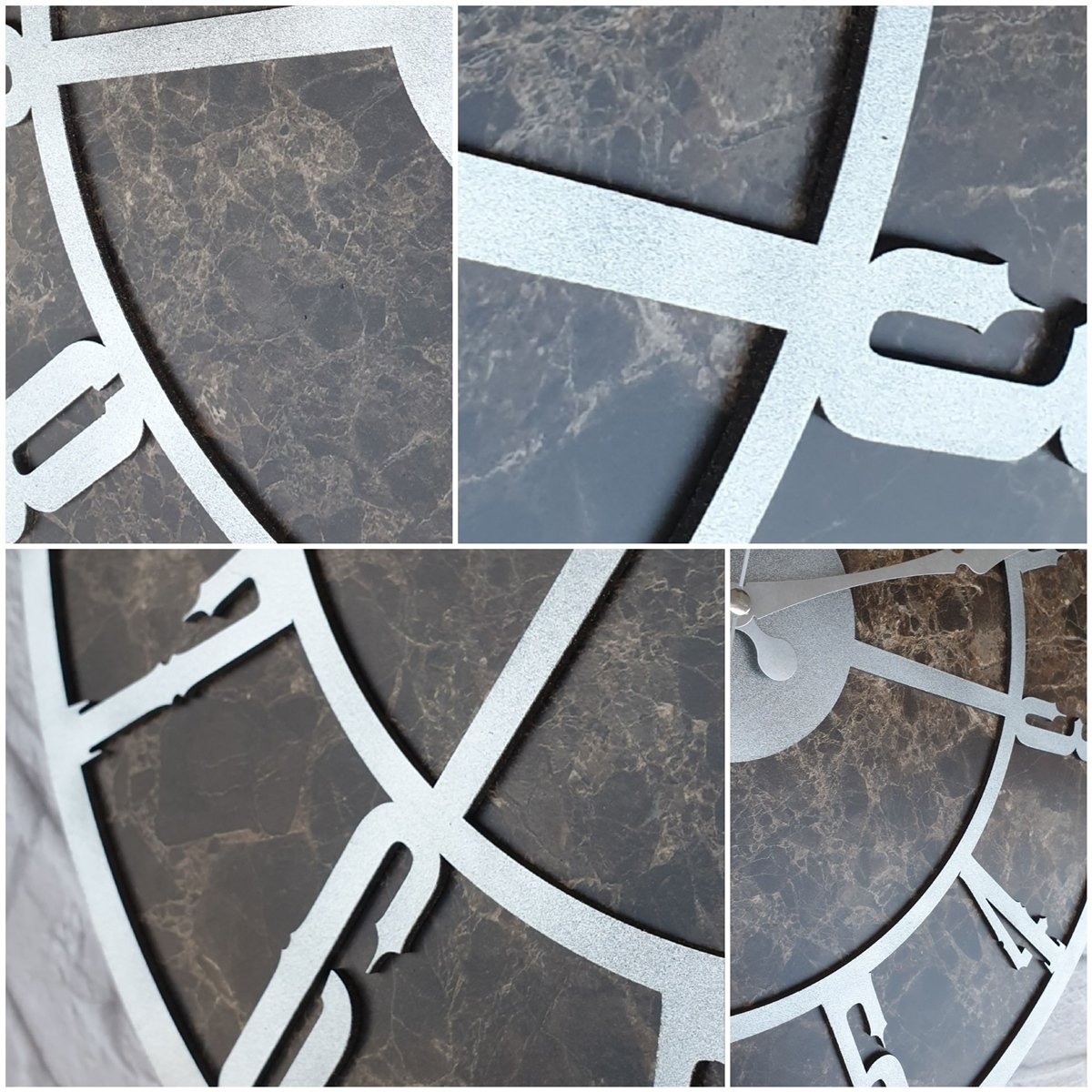 Markakanvas Mermer Desenli  Duvar Saati  Çap 50 cm-Çap 80 cm