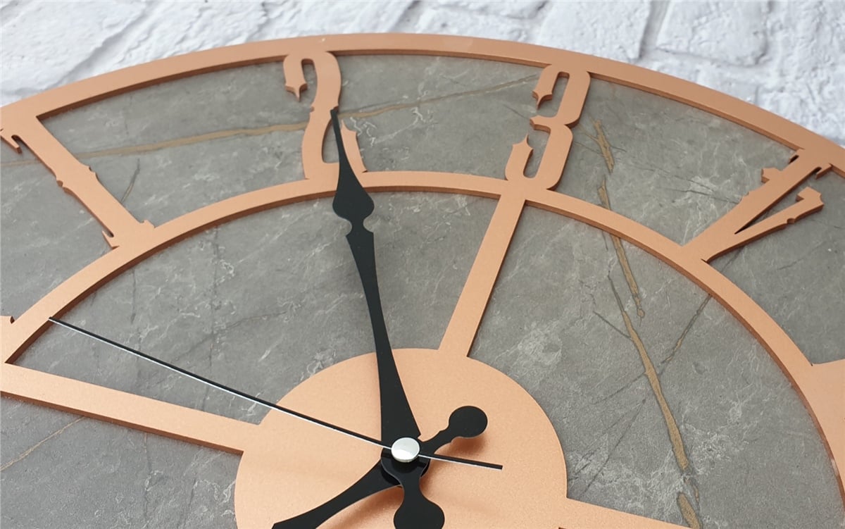 Markakanvas Mermer Desenli  Duvar Saati  Çap 50 cm-Çap 80 cm