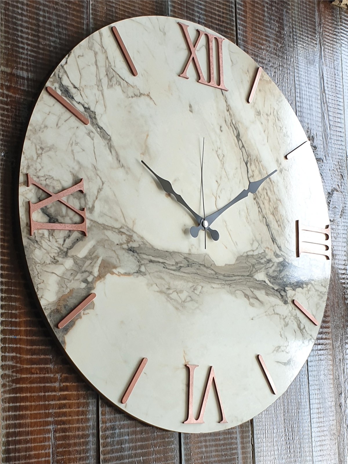 Markakanvas Mermer Desenli  Duvar Saati   ( Çap 50 cm - 80 cm )