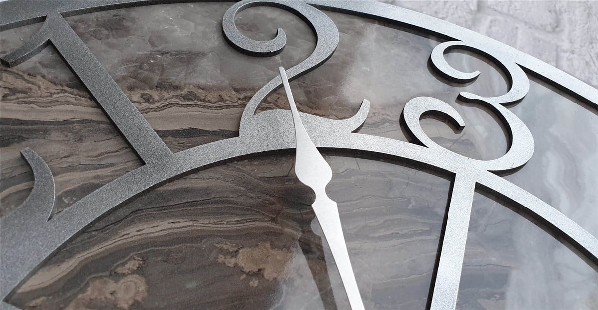 Markakanvas Mermer Desenli  Duvar Saati  Çap 50 cm-Çap 80 cm