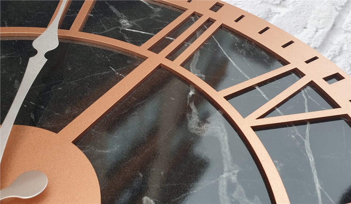 Markakanvas Mermer Desenli  Duvar Saati  Çap 50 cm-Çap 80 cm
