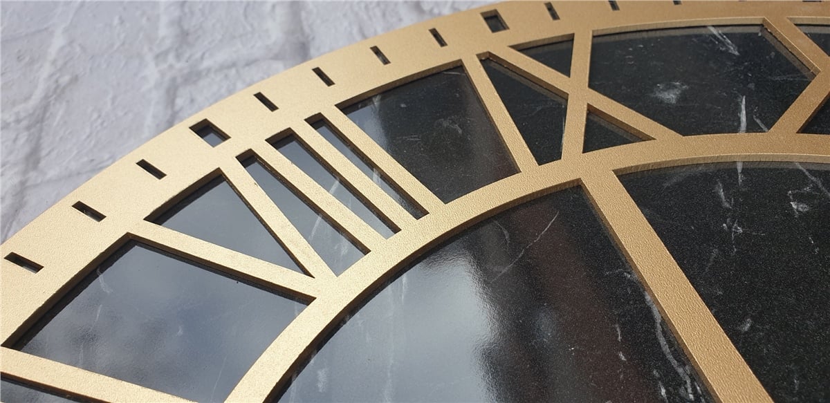 Markakanvas Mermer Desenli  Duvar Saati  Çap 50 cm-Çap 80 cm