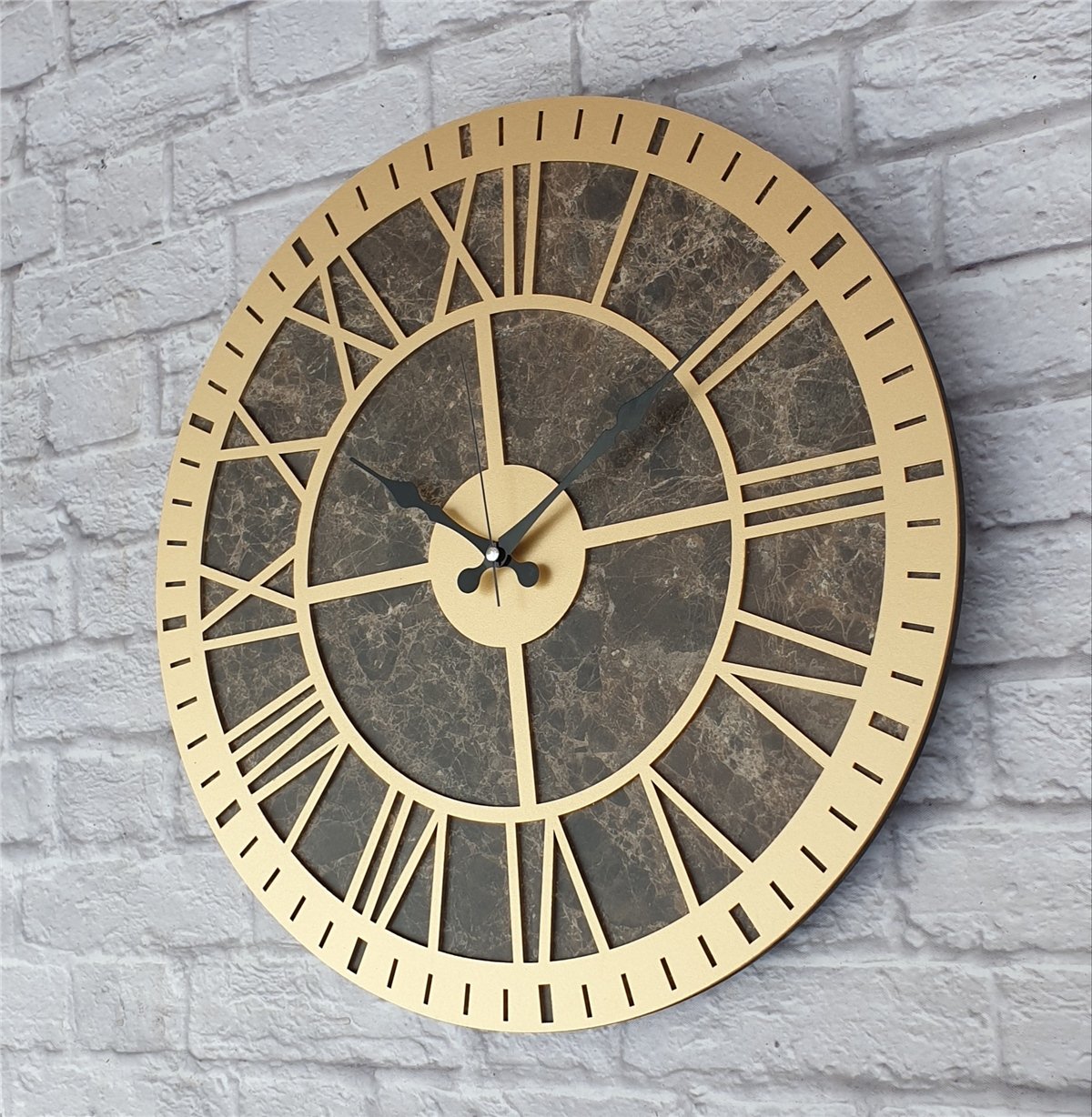 Markakanvas Mermer Desenli  Duvar Saati  Çap 50 cm-Çap 80 cm