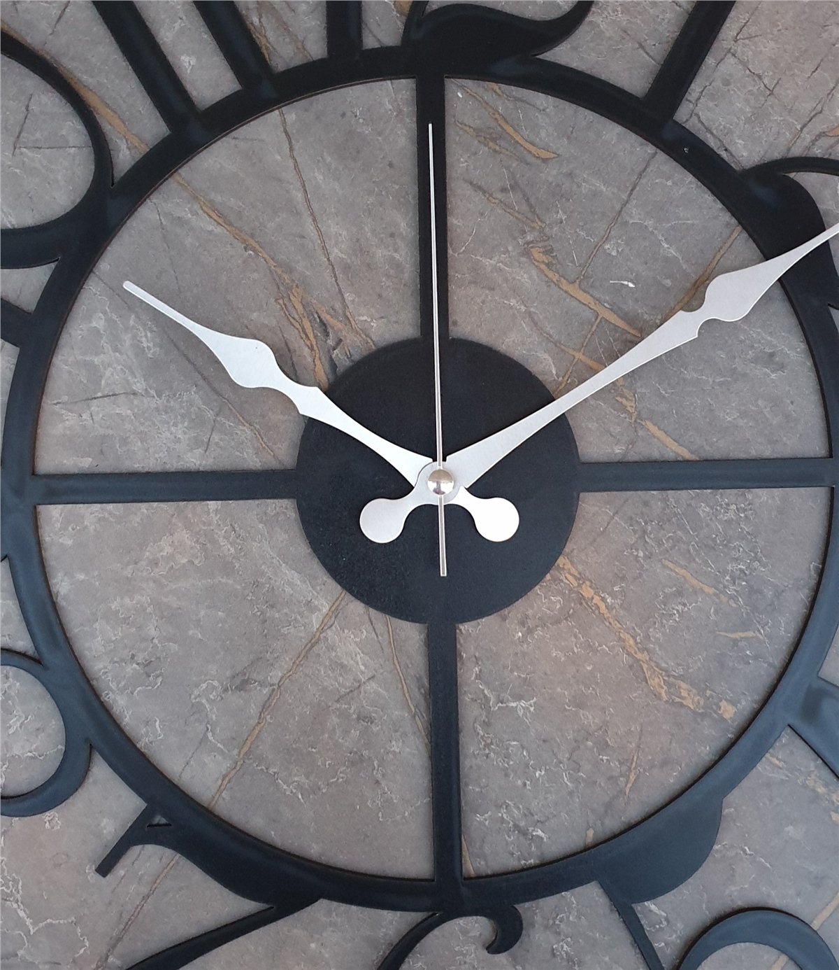 Markakanvas Mermer Desenli  Duvar Saati  Çap 50 cm-Çap 80 cm
