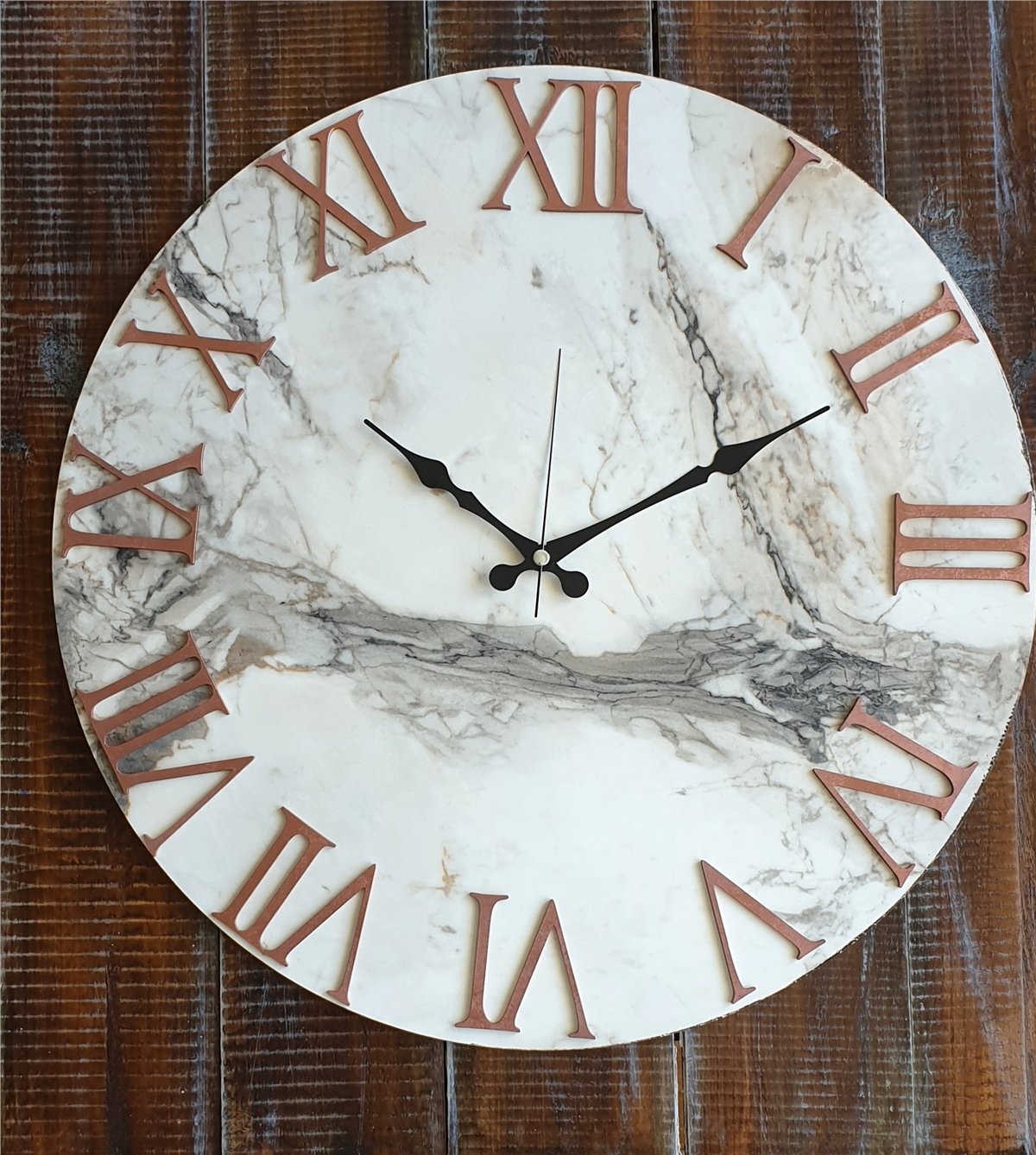 Markakanvas Mermer Desenli  Duvar Saati   ( Çap 50 cm - 80 cm )