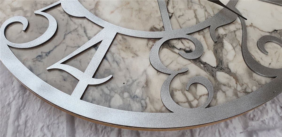 Markakanvas Mermer Desenli  Duvar Saati  Çap 50 cm-Çap 80 cm