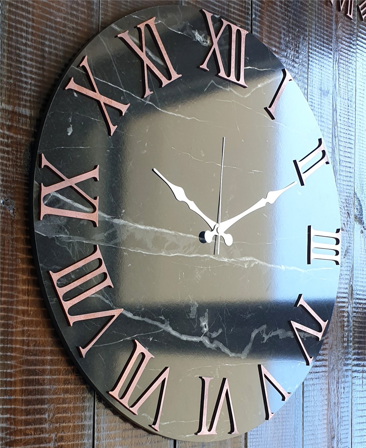 Markakanvas Mermer Desenli  Duvar Saati   ( Çap 50 cm - 80 cm )