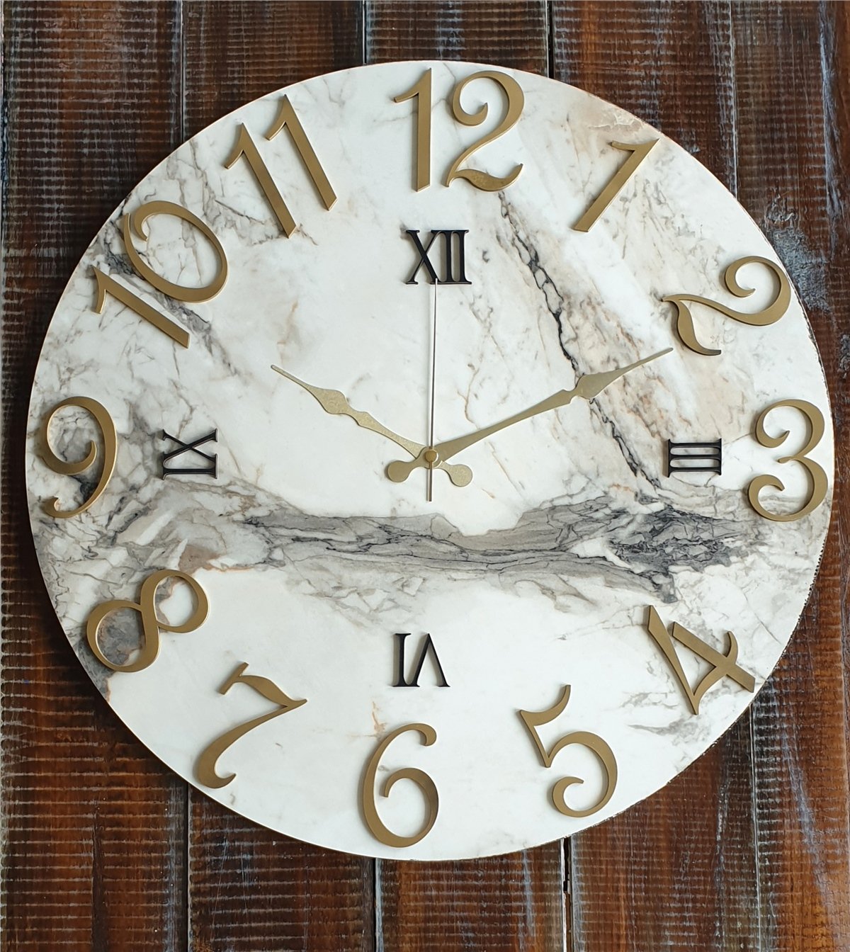 Markakanvas Mermer Desenli  Duvar Saati   ( Çap 50 cm - 80 cm )