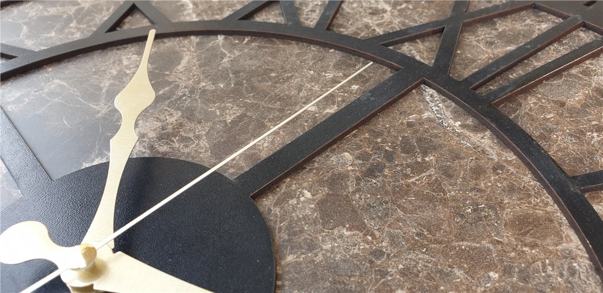 Markakanvas Mermer Desenli  Duvar Saati  Çap 50 cm-Çap 80 cm