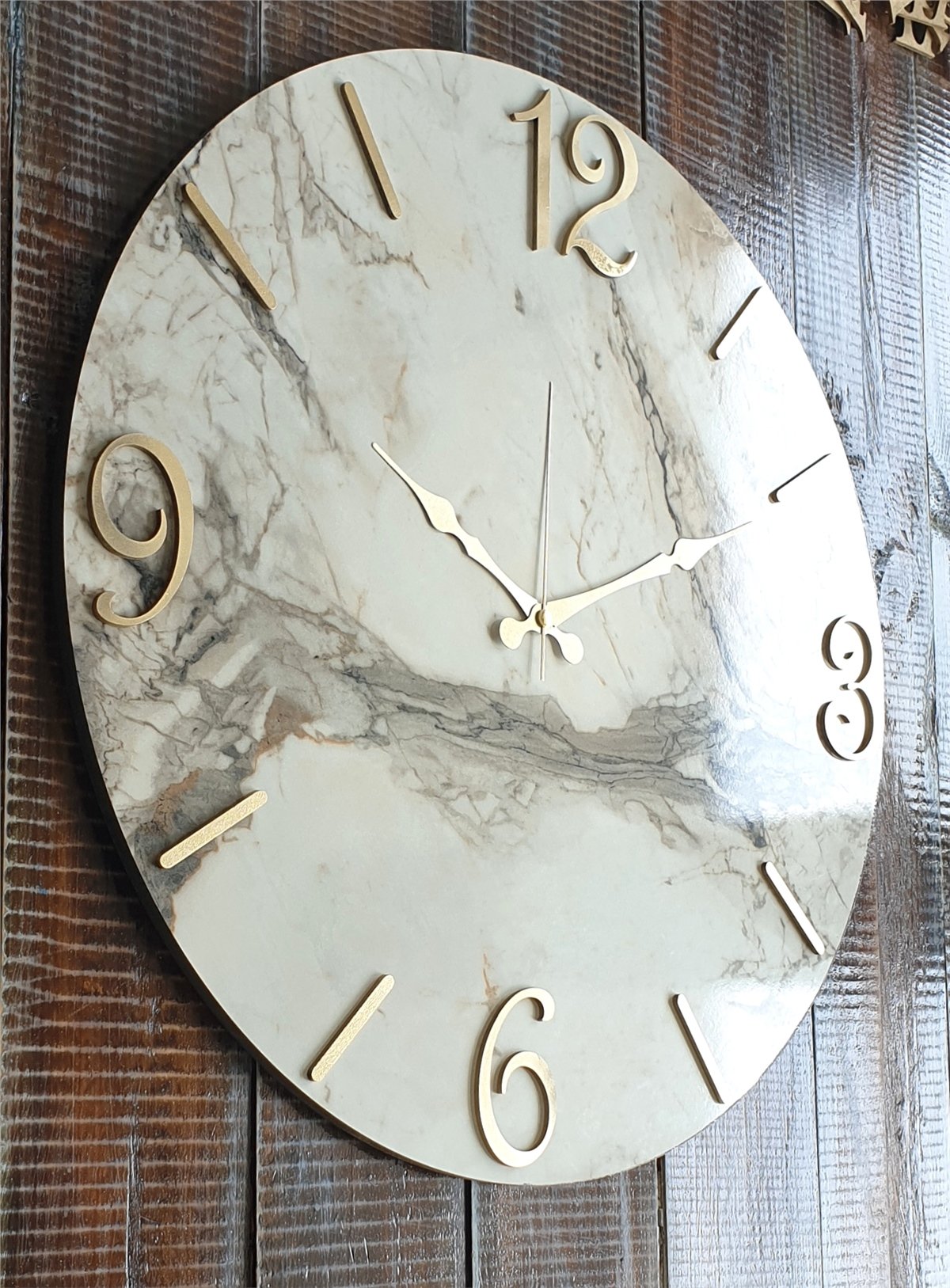 Markakanvas Mermer Desenli  Duvar Saati   ( Çap 50 cm - 80 cm )