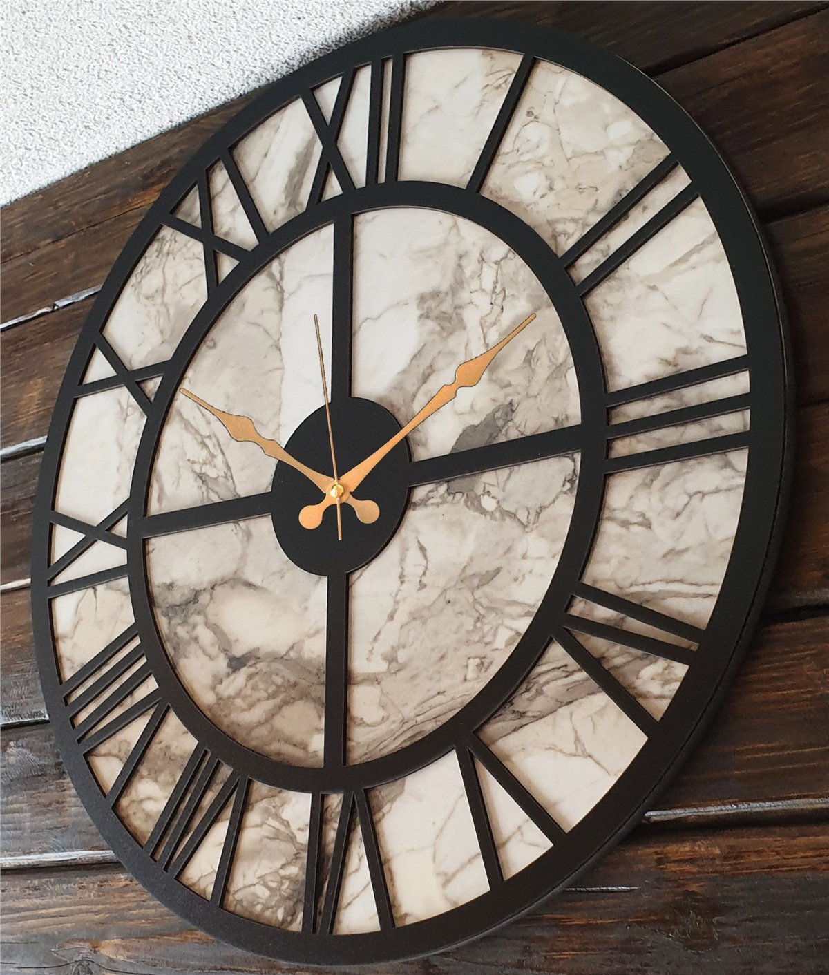 Markakanvas Mermer Desenli  Duvar Saati  Çap 50-80 cm