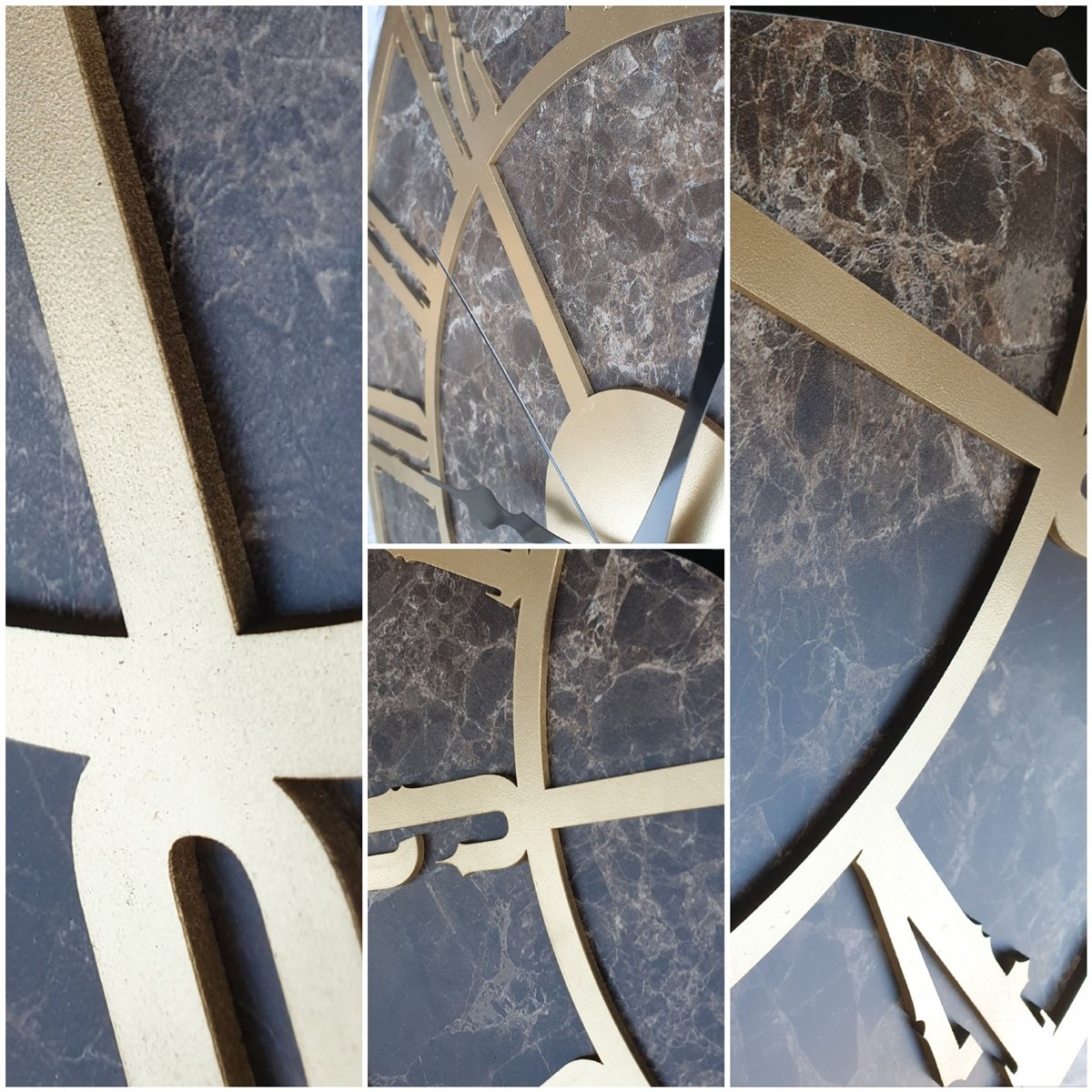 Markakanvas Mermer Desenli  Duvar Saati  Çap 50 cm-Çap 80 cm