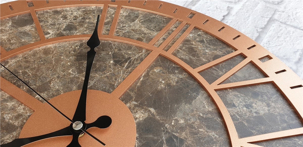 Markakanvas Mermer Desenli  Duvar Saati  Çap 50 cm-Çap 80 cm