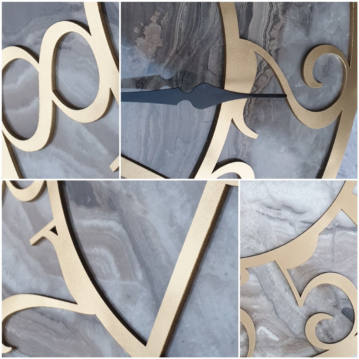 Markakanvas Mermer Desenli  Duvar Saati  Çap 50 cm-Çap 80 cm