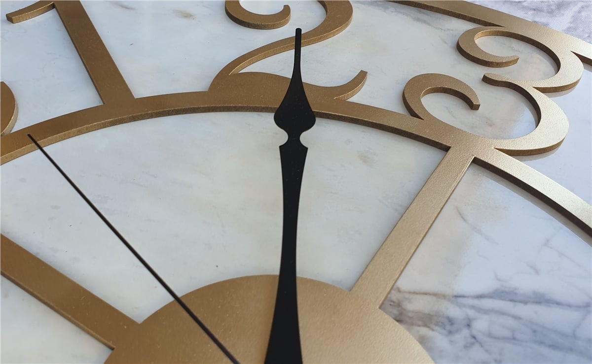 Markakanvas Mermer Desenli  Duvar Saati  Çap 50 cm-Çap 80 cm
