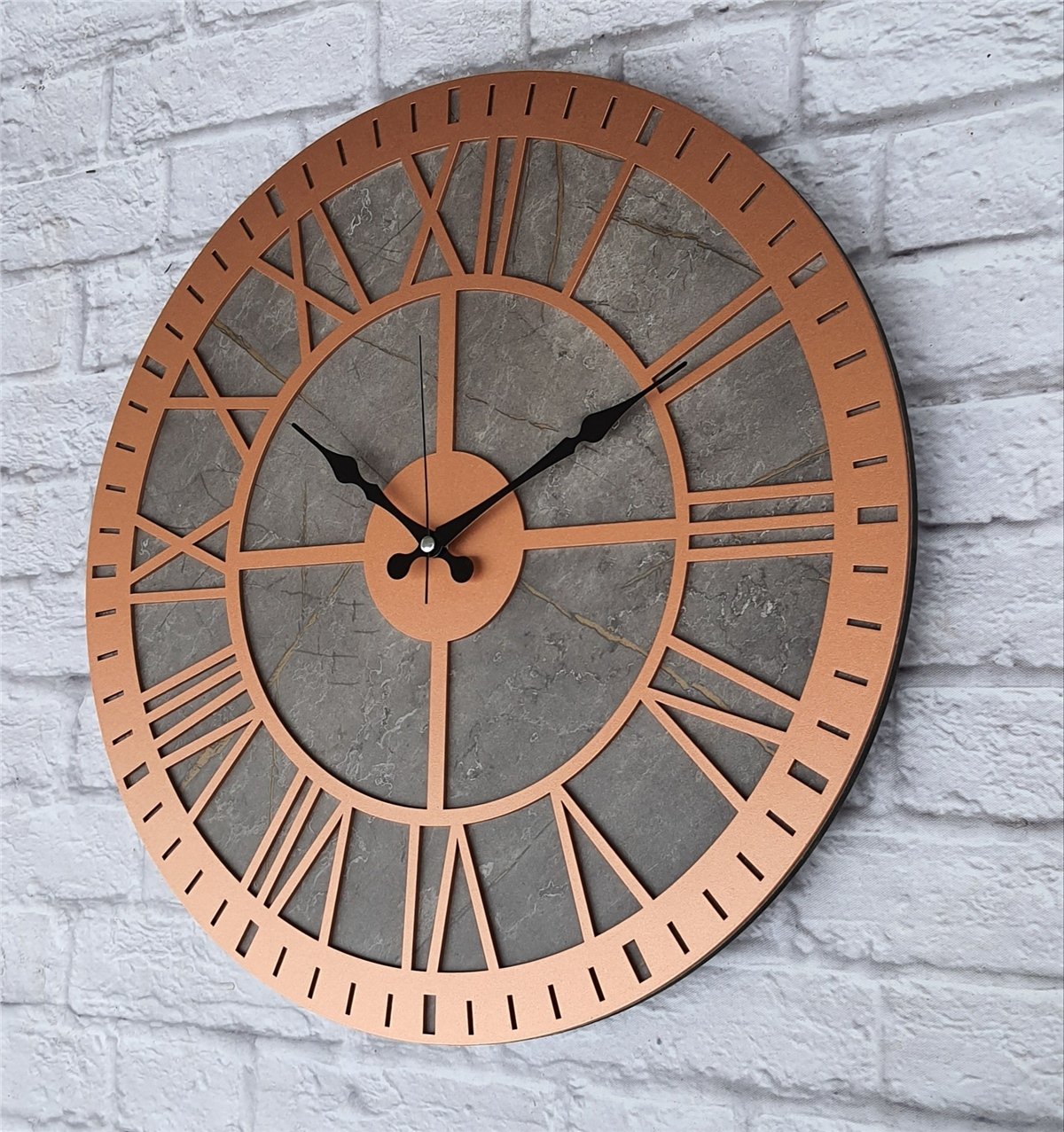 Markakanvas Mermer Desenli  Duvar Saati  Çap 50 cm-Çap 80 cm