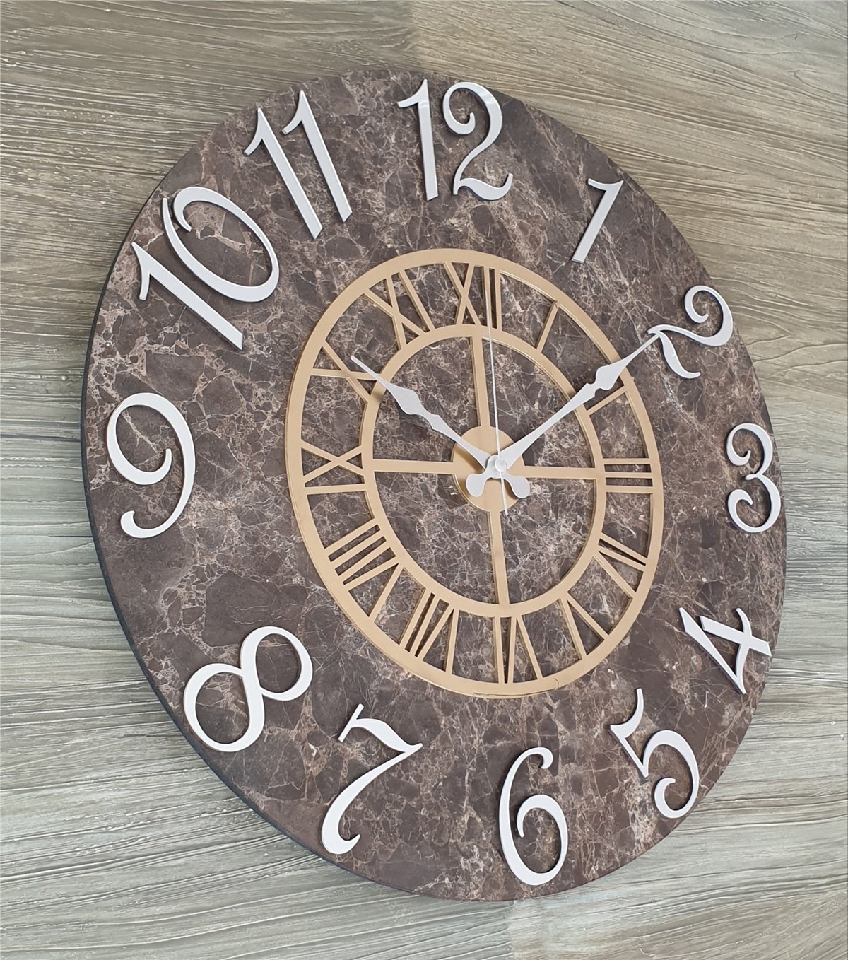 Markakanvas Mermer Desenli  Duvar Saati   ( Çap 50 cm - 80 cm )