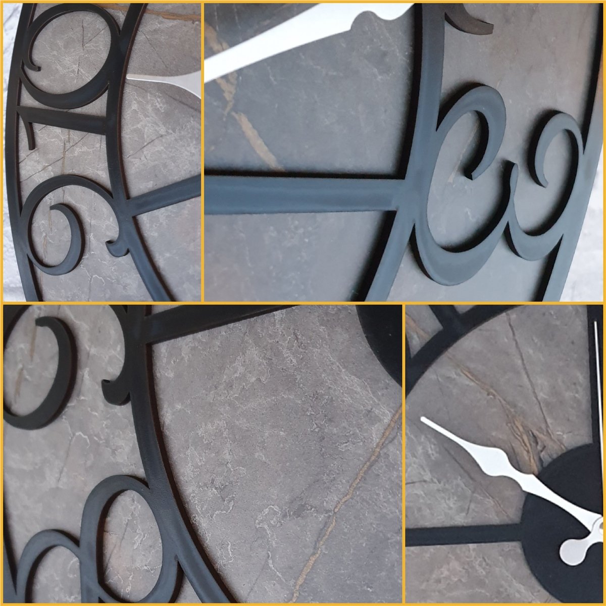 Markakanvas Mermer Desenli  Duvar Saati  Çap 50 cm-Çap 80 cm